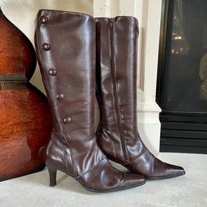 Maria Luisa Victorian Leather Knee High Boots Brwn